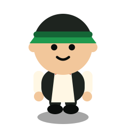 Ace, a chibi casino character in a green dealer's visor.