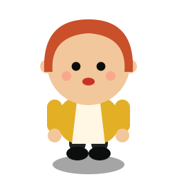 Peaches, a chibi casino character with red hair and a gold top.